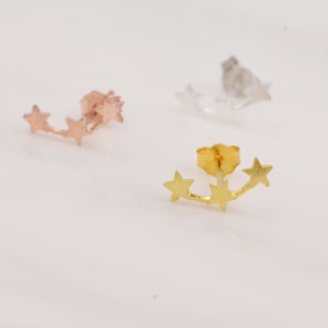 Tiny Star Trio Constellation Sterling Silver Dainty Stud Earrings, Available in Gold, Rose Gold and Silver, Tiny Star crawlers image 6