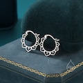 Lotus Flower Hoop Earrings in Sterling Silver, Silver or Gold, Vintage Inspired Design, Lace Hoop Earrings