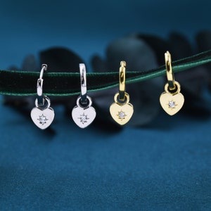 Boucles d'oreilles en argent sterling avec breloque coeur, boucles d'oreilles amovibles en forme de coeur, argent ou or, interchangeables et amovibles