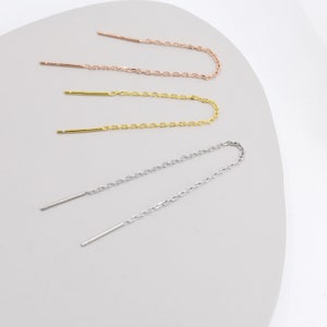 Sterling Silver Ear Threader, Chain Threader Earrings, Various Lengths, Silver, Gold and Rose Gold, 6-16cm, Minimalist Ear Threaders image 2