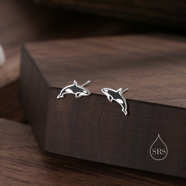 Pendientes de orca en plata de ley, pendientes de pescado, semental temático del océano, lindas joyas minimalistas y delicadas