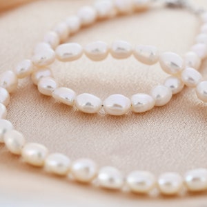 Sterling Silver Baroque Pearl Bracelet, Silver or Gold, Genuine Fresh Water Pearls, Natural Pearl Bracelet zdjęcie 8