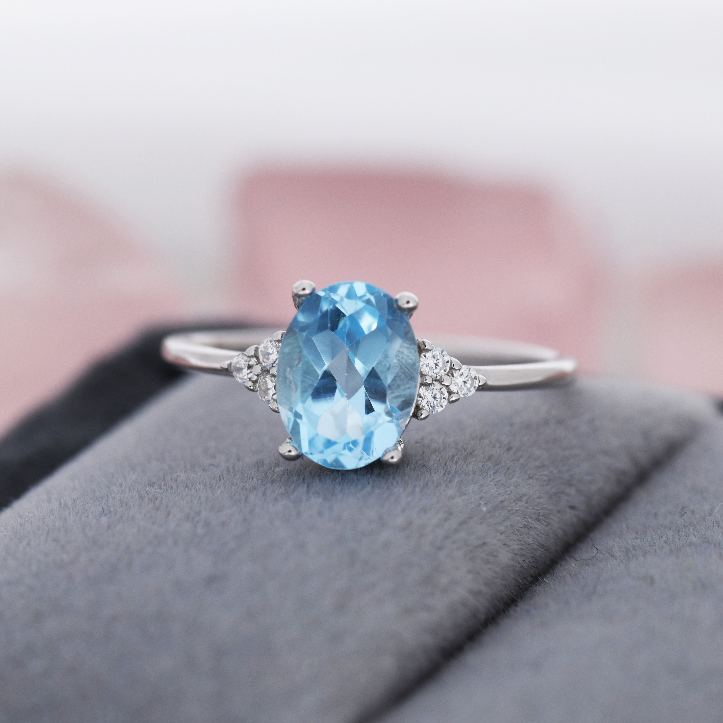 Genuine blue topaz ring sale