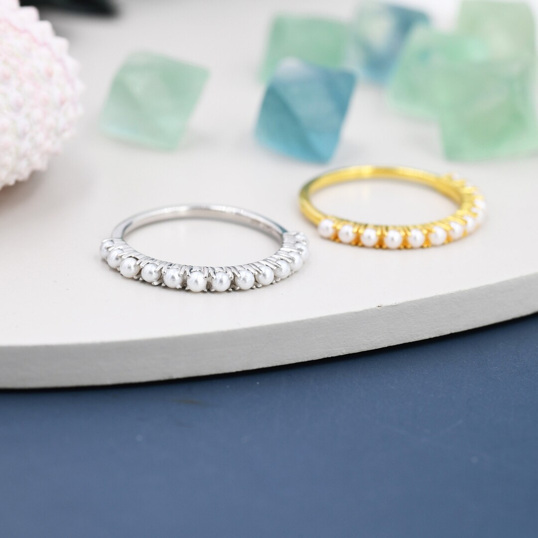 Pearl Infinity Pearl Infinity Ring in Sterling Silver, Silver or Gold, Mother of Pearl ...