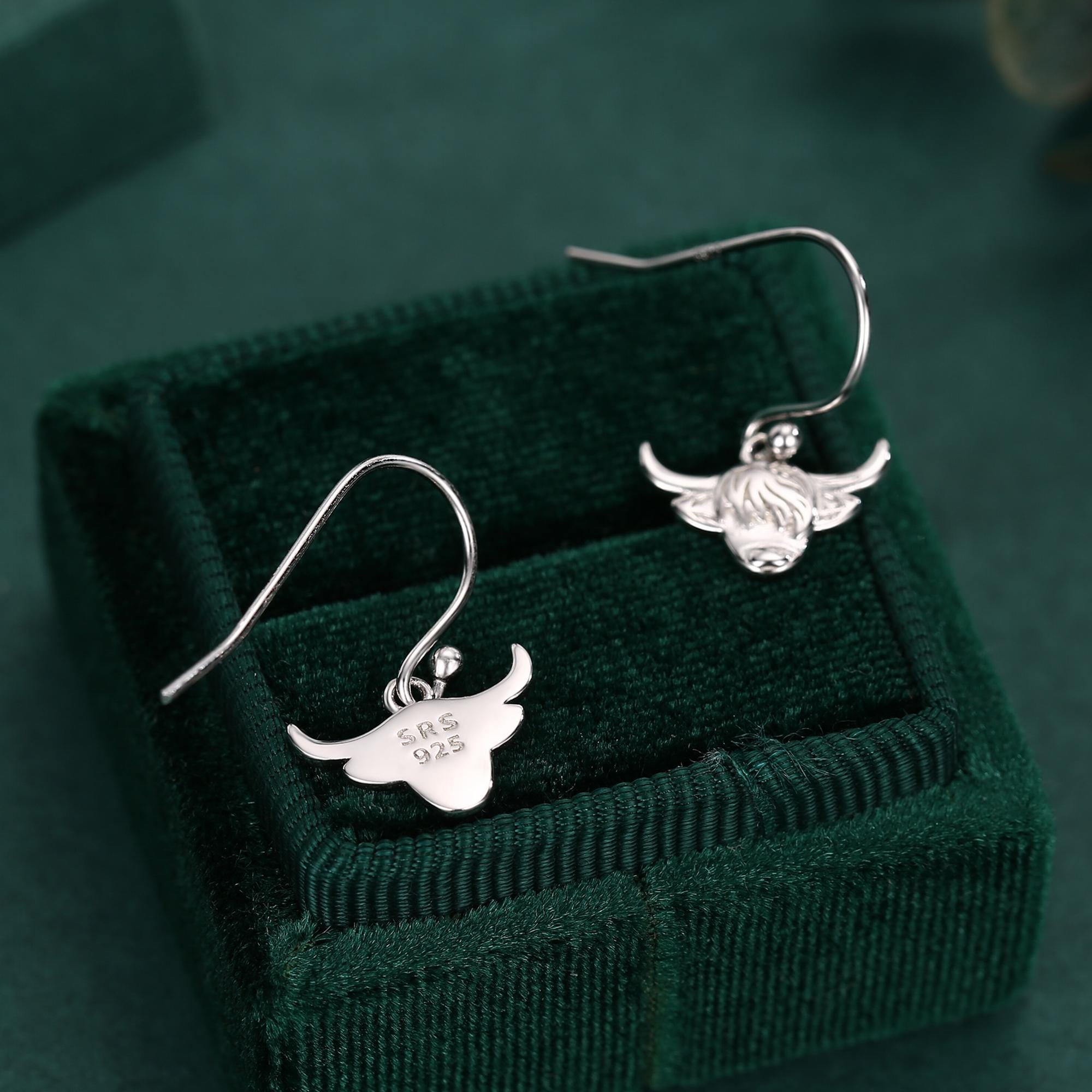 Orecchini Pendenti Mucca Delle Highlands In Argento 925 – Regalo Donna Originale E Simpatico