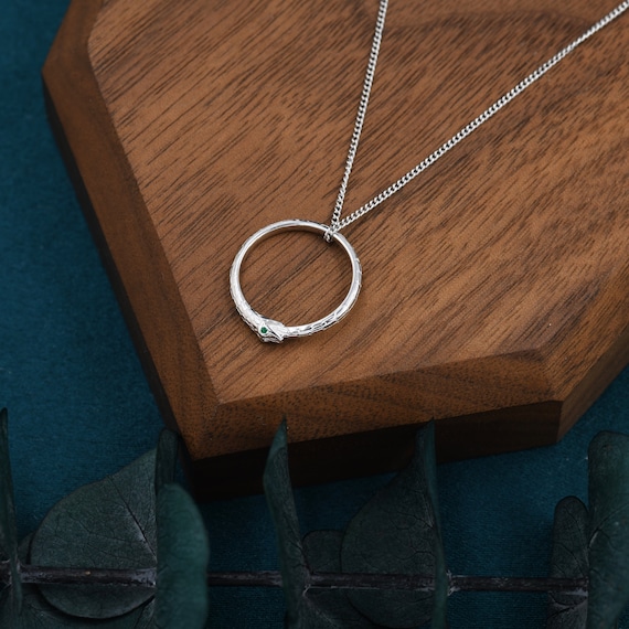 Snake ring pendant cheap necklace in gold