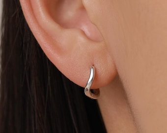 Sterling Silver Twisted Huggie Hoop Earrings