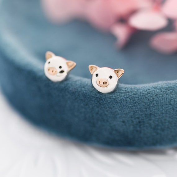 Piggy Pig Face Stud Earrings Sterling Silver Piggy Pig Face Stud Earrings Sterling Silver