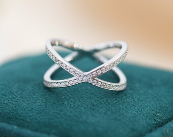 CZ Cross Ring in Sterling Silver Cross Ring, X Ring