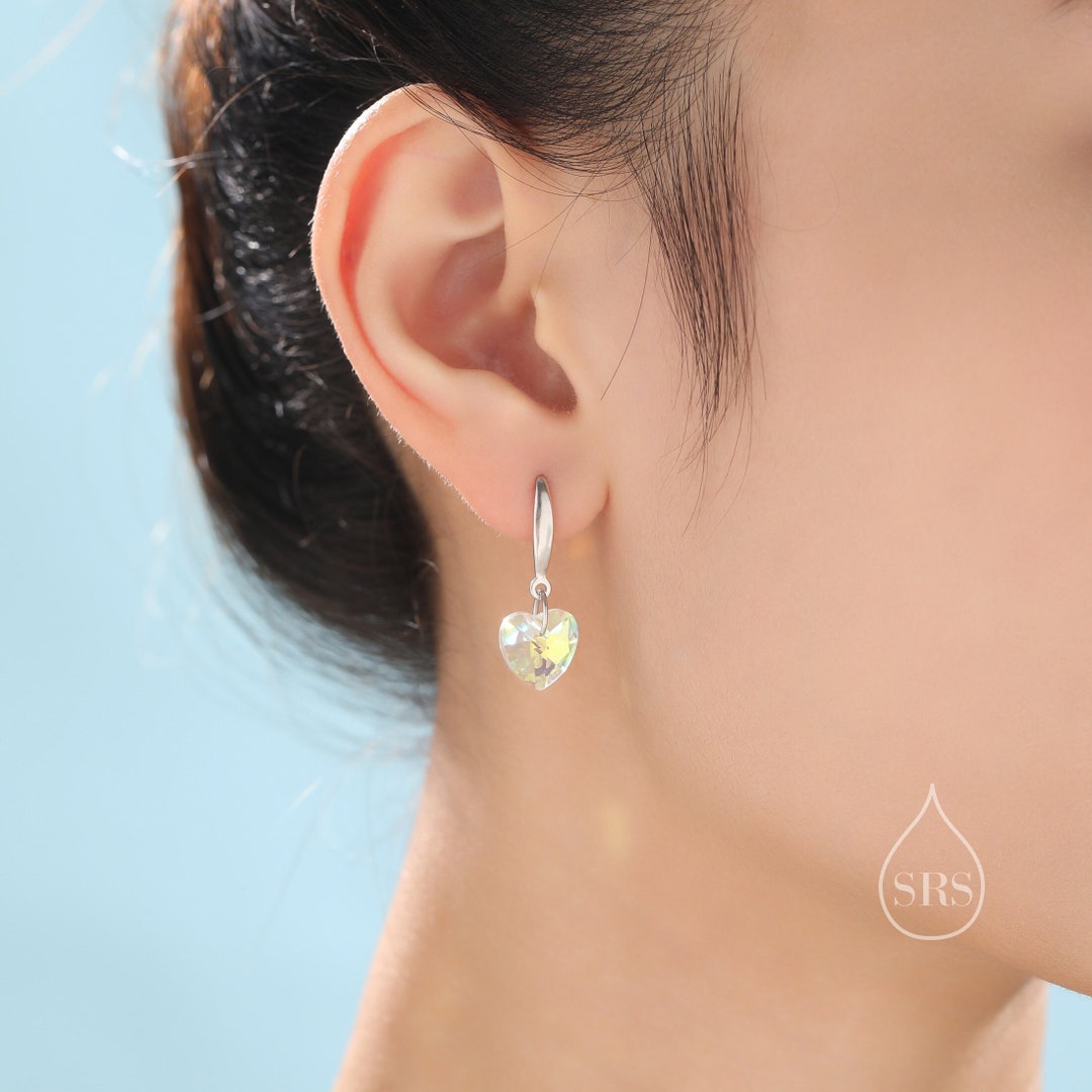 Green Zircon Alloy Drop Earrings For Women With Heart Shape Charms And Love Drip Glaze Graphic main image 0
