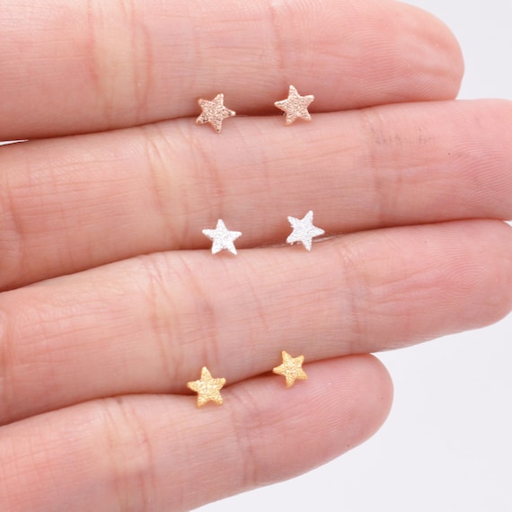 Sterling Silver Tiny Little Star Stud Earrings Cute Fun | Etsy