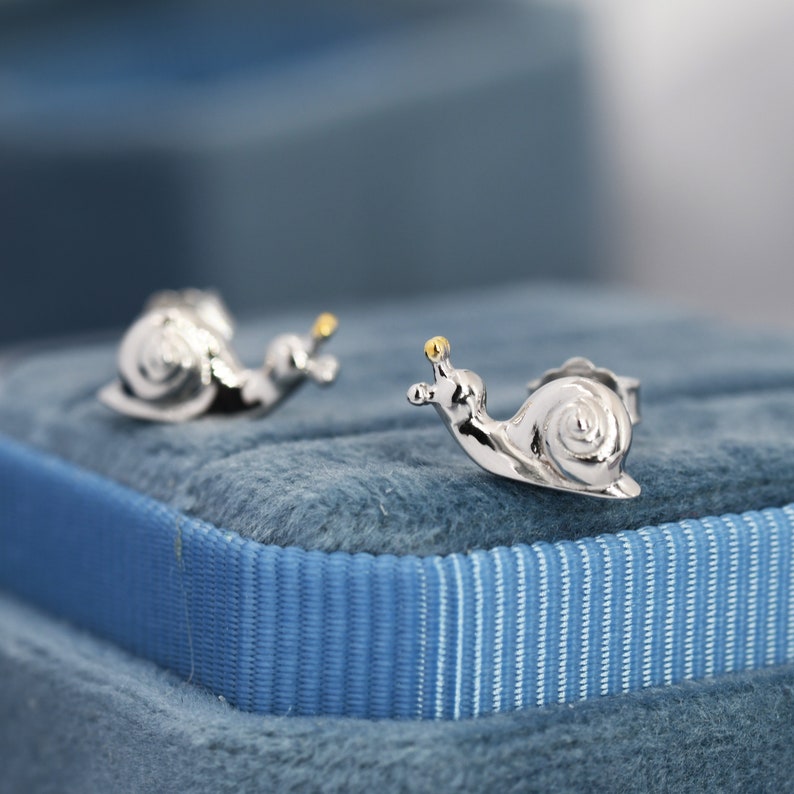 Snail Stud Earrings in Sterling Silver, Cute Snail Earrings, Silver Animal Earrings, Nature Inspired Jewellery image 3