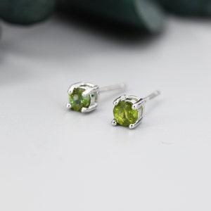 Natural Raw Tourmaline Stone Stud Earrings in Sterling Silver Genuine Tourmaline Crystal Stud Earrings Green Tourmaline image 5