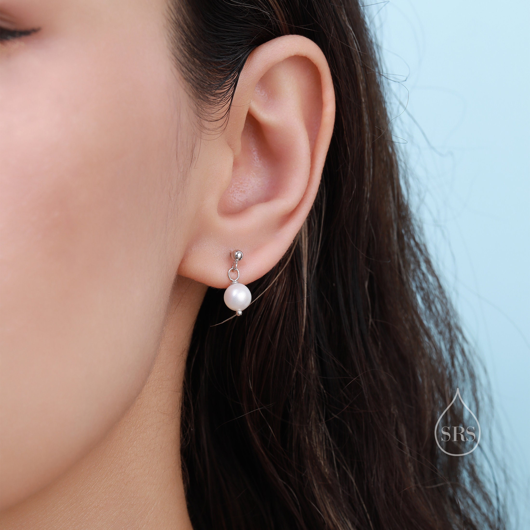 Genuine Freshwater Pearl Drop Earrings in Sterling Silver