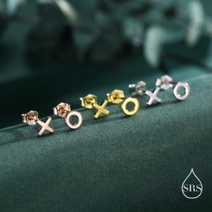 Xo Stud Earrings in Sterling Silver, Kiss Hug Earrings, Silver or Gold or Rose Gold,  Hugs and kisses, Fun Earrings