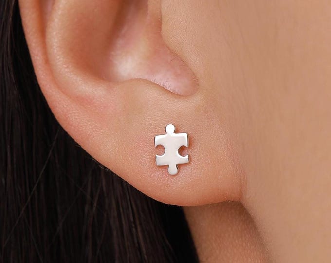 Puces d'oreilles puzzle en argent sterling