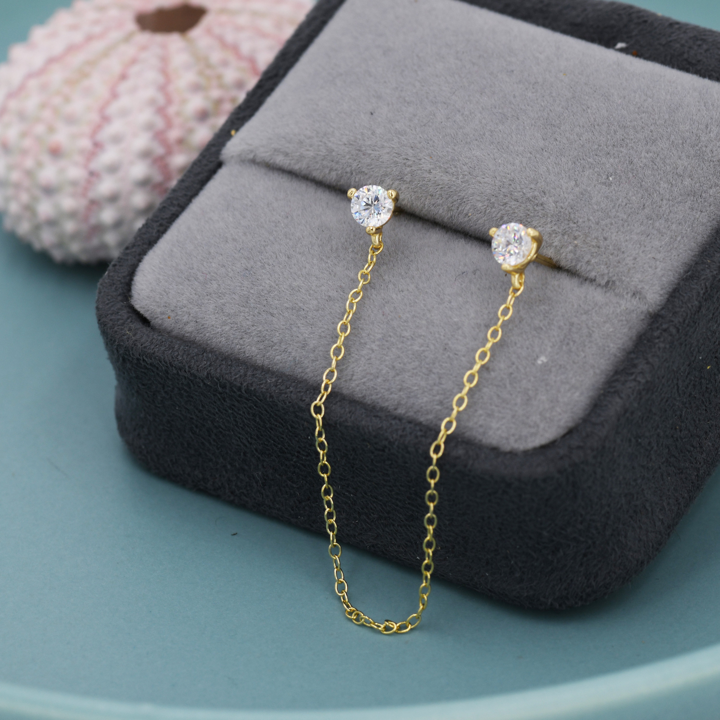 Orecchini Pendenti In Argento 925 Con Catena Lunga E Zirconi Cubici Multicolore - Ipoallergenici