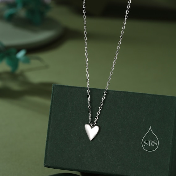 Collier Coeur Argent 925 - Pendentif Brillant CZ, Chaîne Argentée, Style Moderne, Occasion Bon état