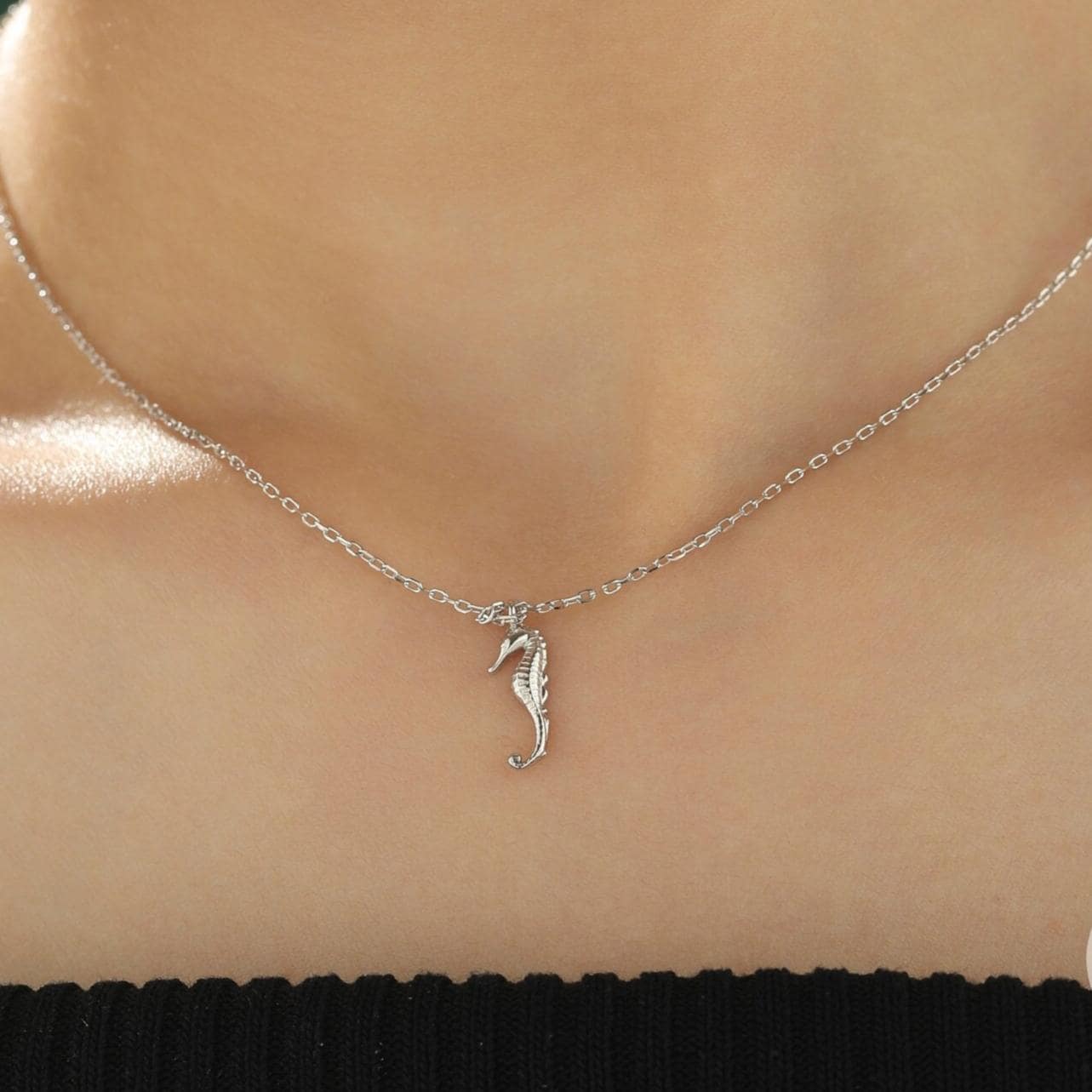 Ciondolo traforato - cavalluccio marino origami*argento AG 925*LK-1507