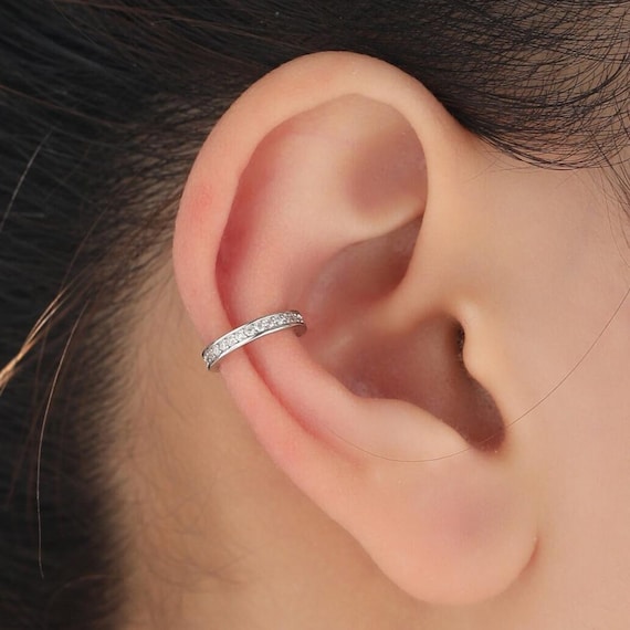 CZ Ear Cuff in Sterling Silver, Silver or Gold, Simple  display picture 3