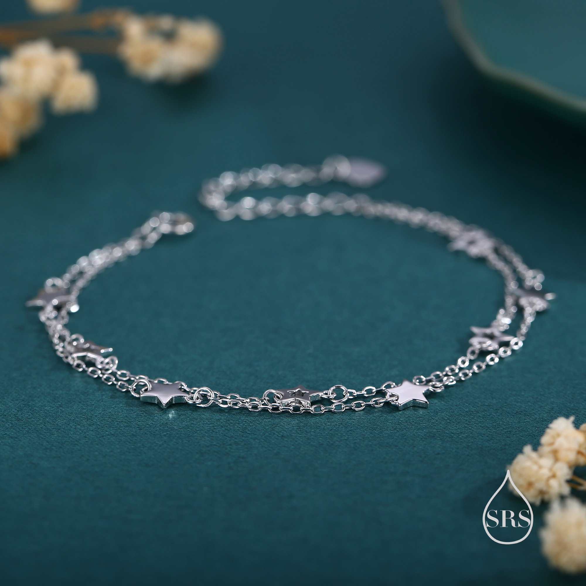 Double Layer Star Bracelet in Sterling Silver, Silver or Double Layer Star Bracelet in Sterling Silver, Silver or