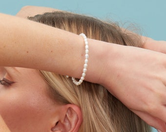 Sterling Silver Baroque Pearl Bracelet, 18ct Gold Coated, Genuine Fresh Water Pearls