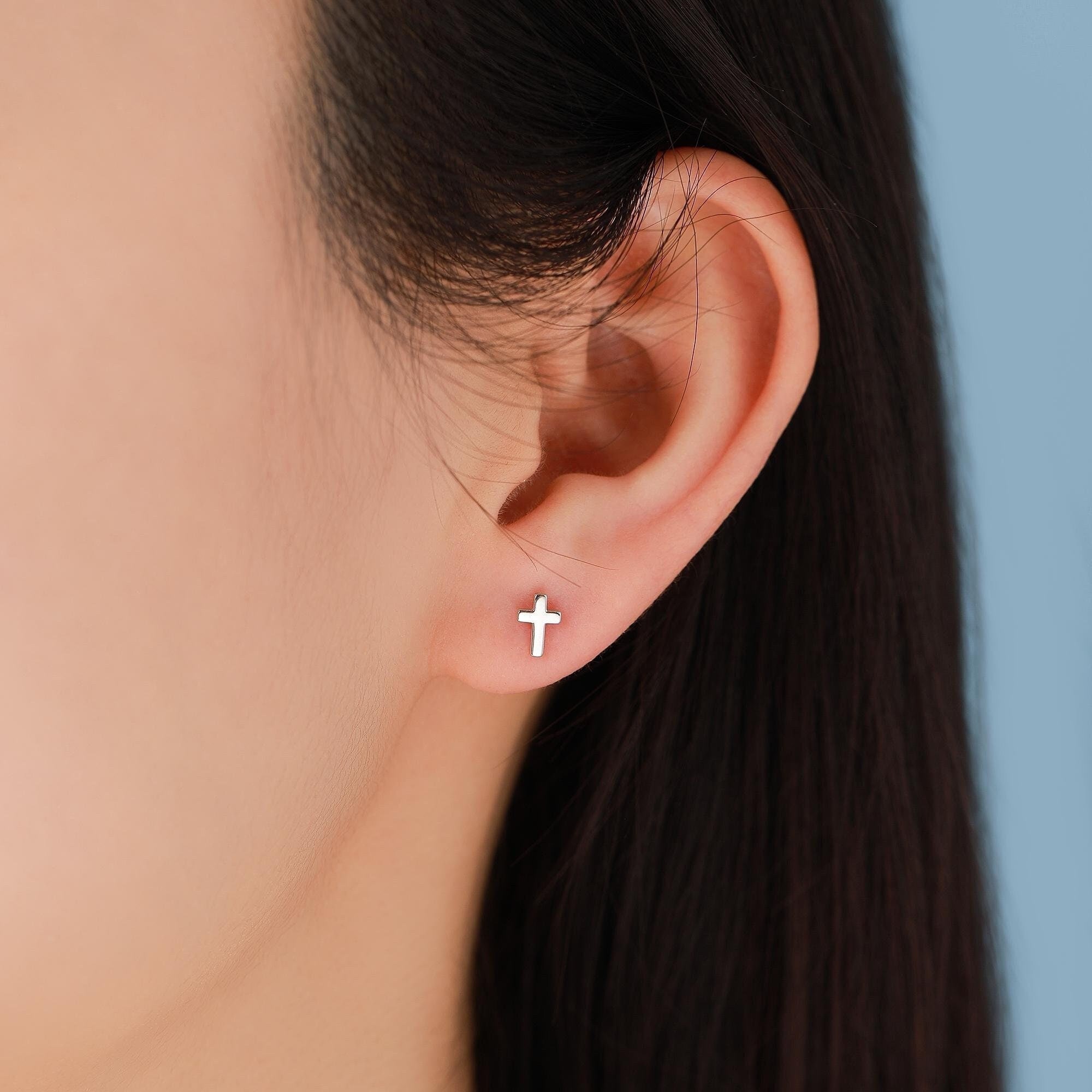 Boucles D'oreilles Argent Croix – Bijou Vintage Chic, Super état!