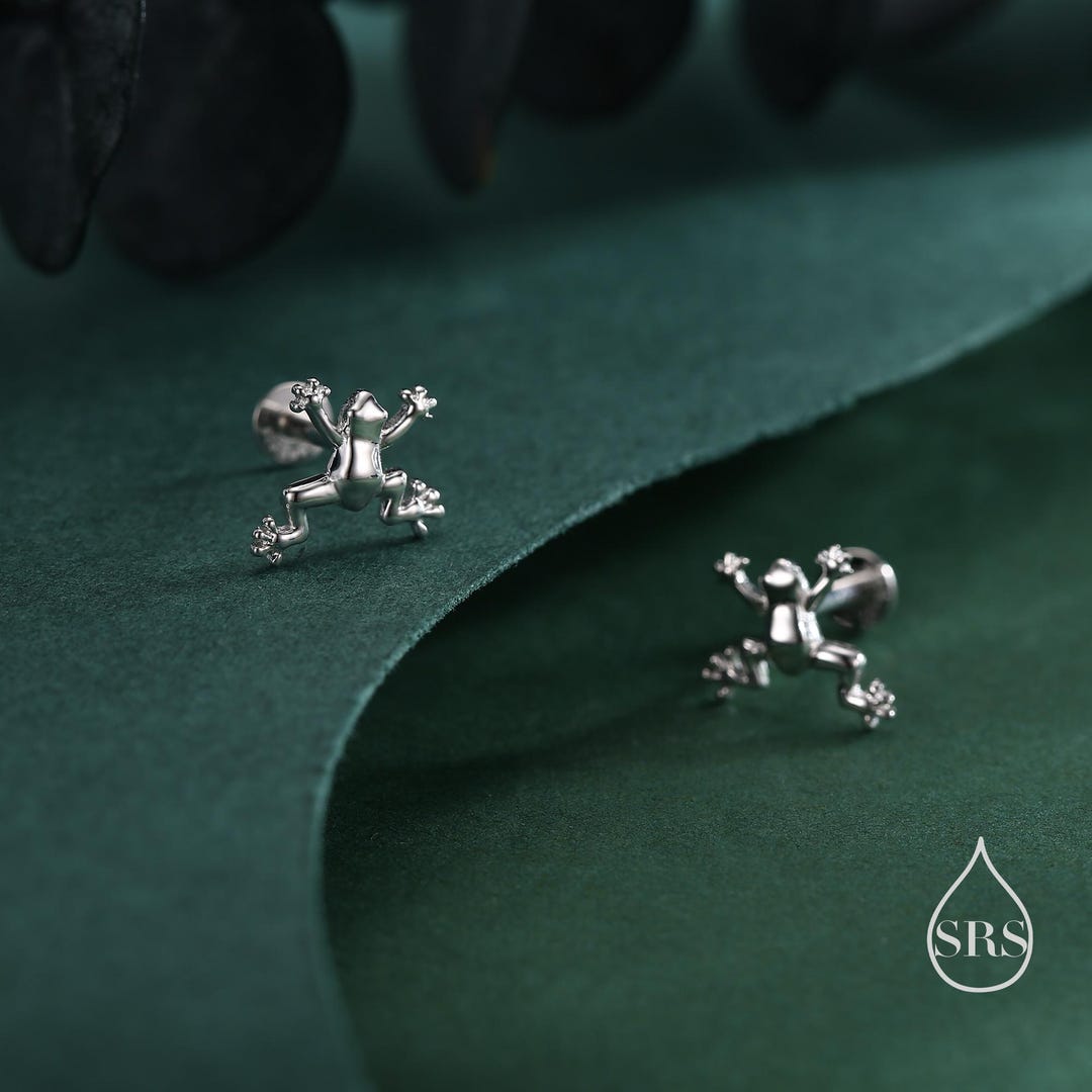 Tiny Frog Internally Threaded Flat Back / Screw Back / Stud Earrings in Sterling Silver, Tree Frog Earrings, Silver or Gold or Rose Gold - Etsy Japan