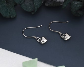 Extra Tiny Dangling Heart Drop Hook Earrings in Sterling Silver, Tiny Heart Earrings, Tiny Heart Drop Earrings, Silver Heart Earrings