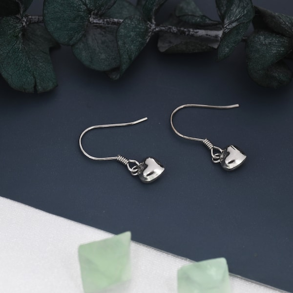Extra Tiny Dangling Heart Drop Hook Earrings in Sterling Silver, Tiny Heart Earrings, Tiny Heart Drop Earrings, Silver Heart Earrings