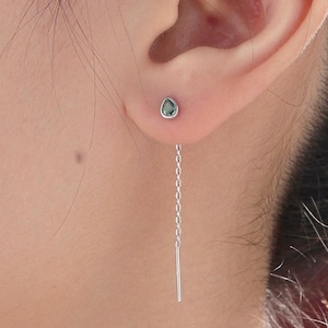Små smaragdgröna droppformade CZ-kristallörhängen i sterlingsilver, silver eller guld, minimalistiska päronslipade örhängen