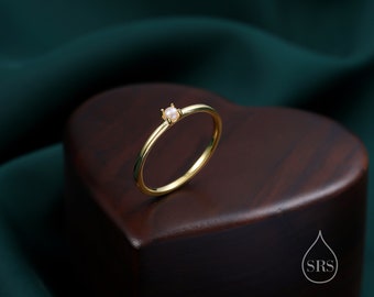 Genuine Tiny Freshwater Pearl Ring in Sterling Silver, Gold Coated Sterling Silver, Natural Small Pearl Ring, Real Pearl Ring in US 5 - 8