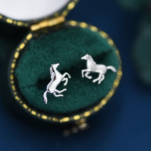 Tiny Little Running Horse Earrings in Sterling Silver, Silver, Horse Lover Earrings, Horse Gift, Horse Jewellery image 1