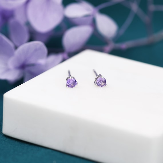 Silver amethyst stud earrings deals