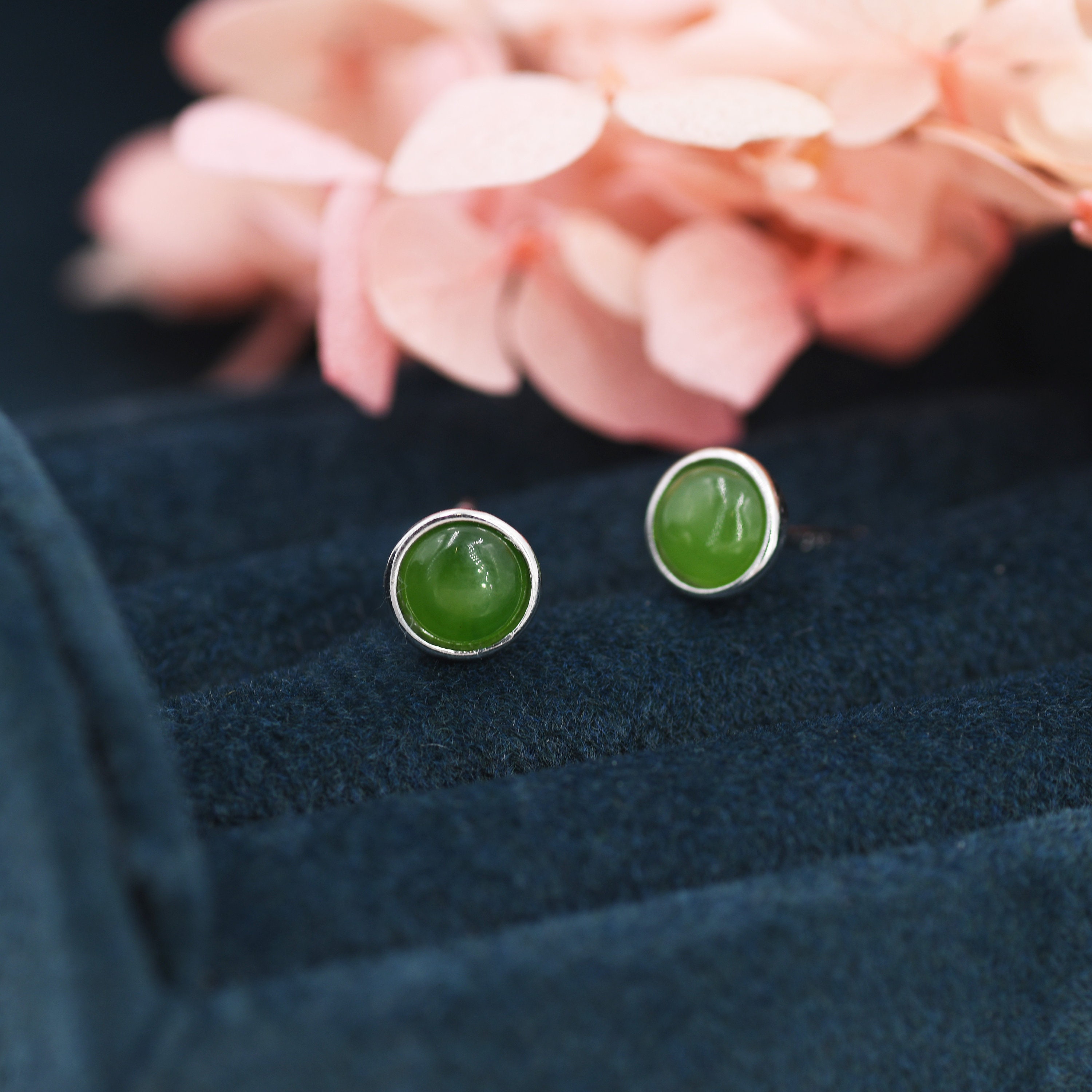Sterling Silver Natural Jade Stud Earrings 3mm 4mm or 5mm Etsy UK