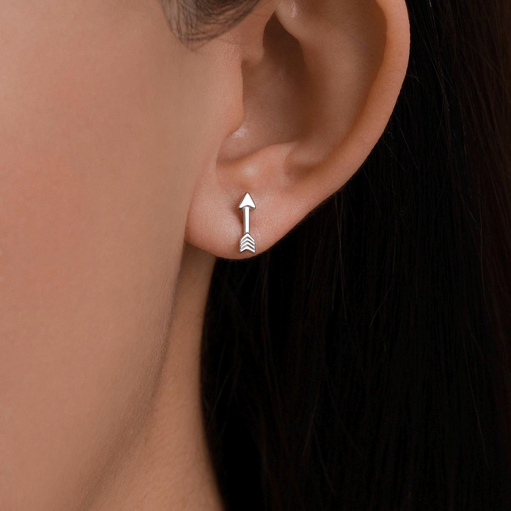 Mono orecchino micro cerchietto zirconato con borchia - Miky Bijoux