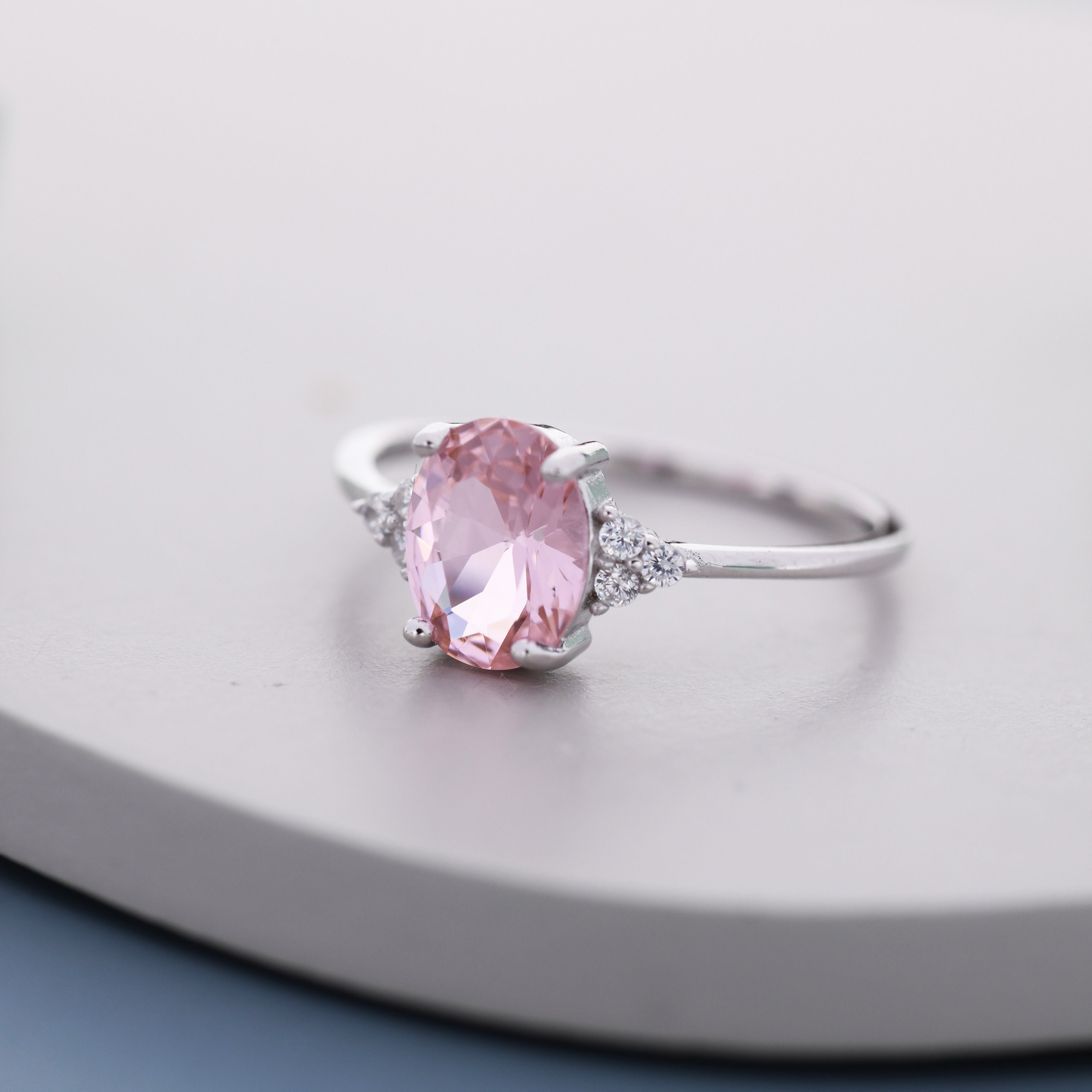 Bague Vintage Argentée Avec Pierre Naturelle Rose - Taille 56 - Occasion Impeccable
