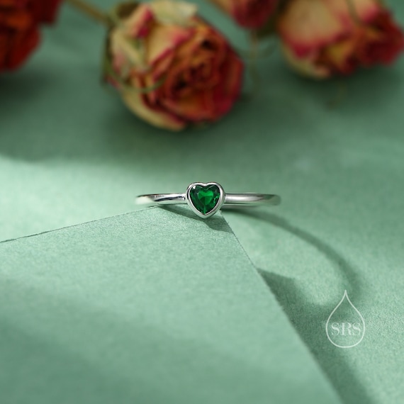 Bague Argent 925 émeraude Cz - Taille 54 - Jolie Et Fine - Neuf Sans Boîte