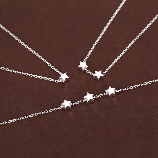 Extra Tiny Star Necklace in Sterling Silver, Custom Necklace, Adjustable Length, Extra Small Pendant, 16 inch to 18 inch