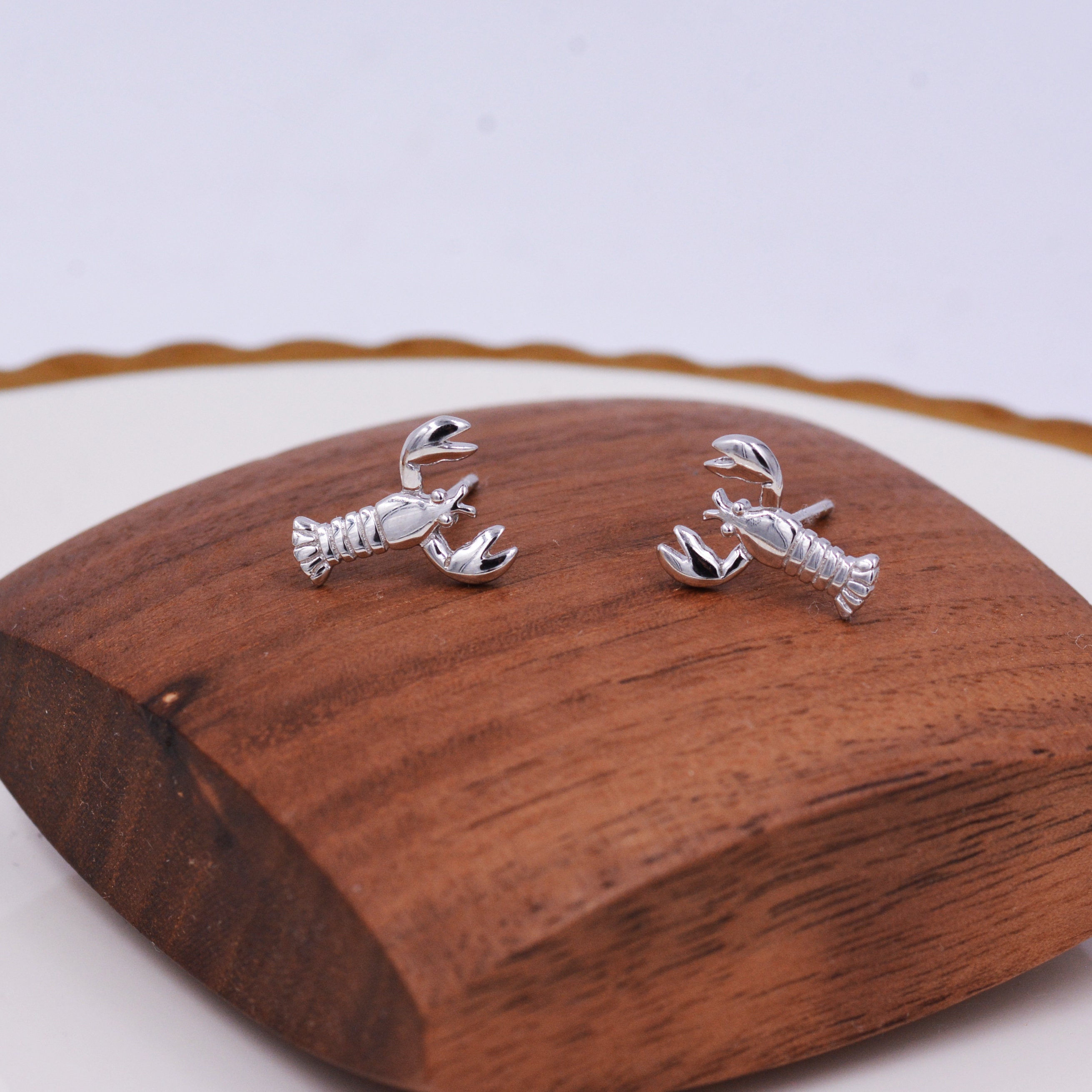 Sterling Silver Lobster Stud Earrings Ocean Creature Etsy