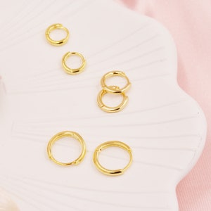 Minimalist Huggie Hoops in Sterling Silver, 6mm, 8mm and 10mm Skinny Hoops, Rose Gold or Gold, Simple Hoop Earrings image 6