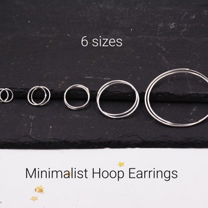 Geometric Circle Hoop Earrings in Sterling Silver -Small to Large - Minimalist and Dainty Jewellery - Modern and Contemporary Design
