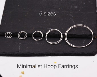 Geometric Circle Hoop Earrings in Sterling Silver -Small to Large - Minimalist and Dainty Jewellery - Modern and Contemporary Design