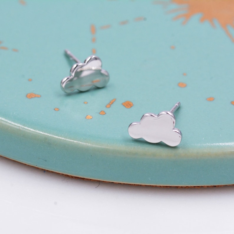 Sterling Silver Little Cloud Stud Earrings, Cute and Quirky Jewellery, Silver Lining Earrings L24 image 4