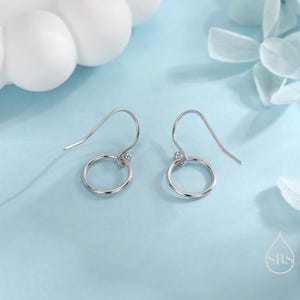 Boucles d'oreilles pendantes cercle ouvert avec crochet en argent sterling, argent, or ou or rose, boucles d'oreilles cercle, boucles d'oreilles minimalistes géométriques