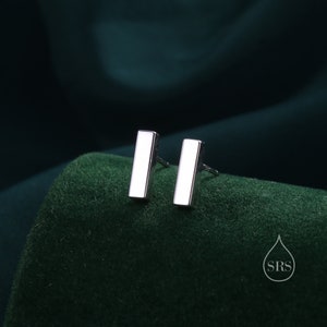 Chunky Geometric Bar Stud Earrings in Sterling Silver, Silver, Gold or Rose Gold, 10mm Bar Earrings,