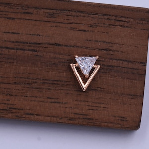 Tiny Double Triangle Arrow Arrowhead Stud Earrings, Rose Gold over Sterling Silver, Chevron Geometric Minimalist Design image 6