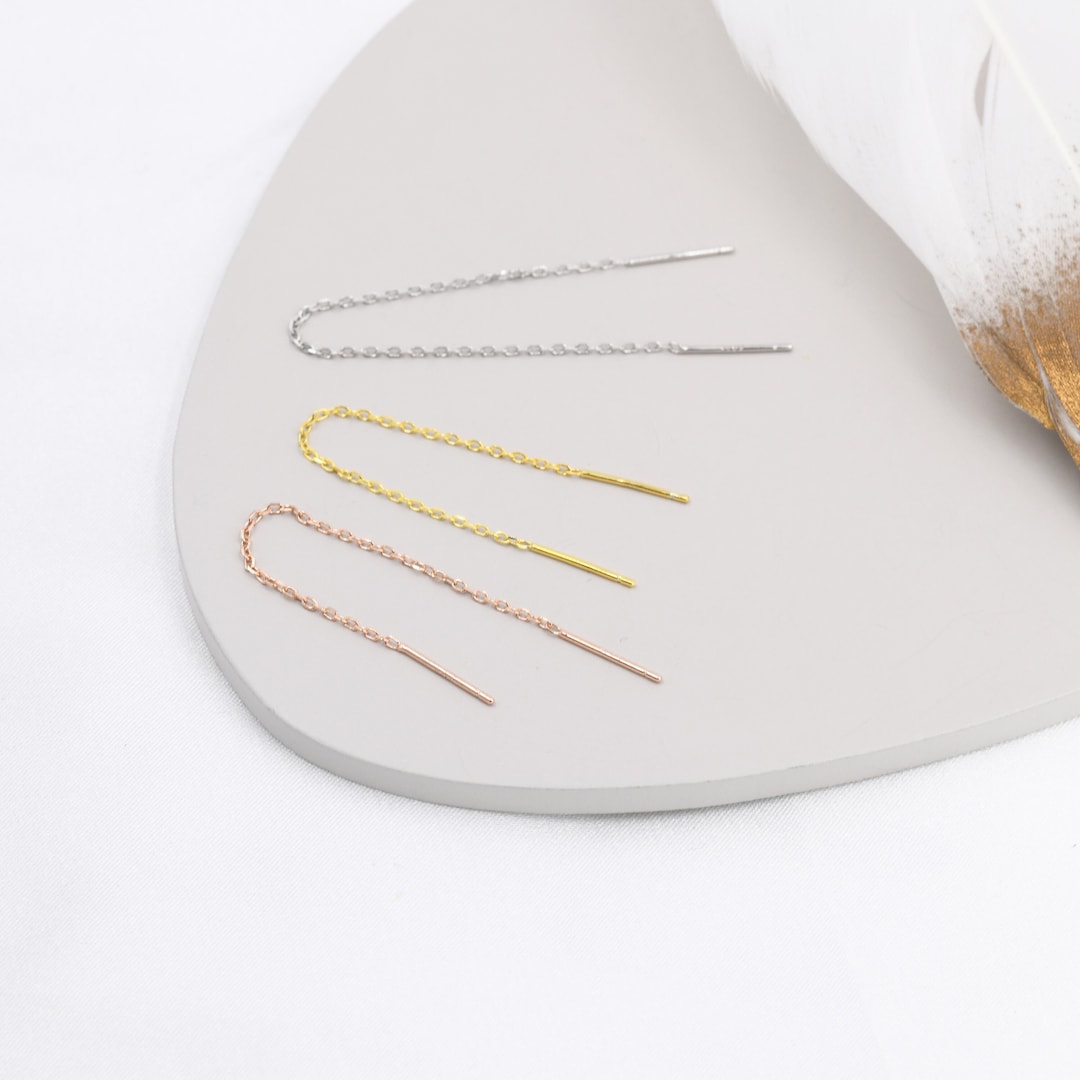 Sterling Silver Ear Threader, Chain Threader Earrings, Various Lengths ...