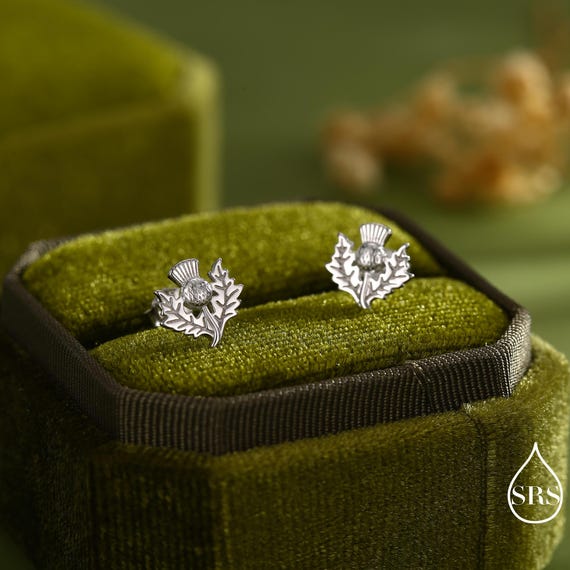 Orecchini a forma di cardo in argento sterling fatti a mano