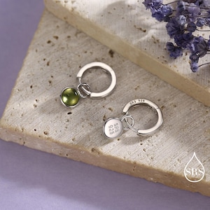 Genuine Peridot Hoop Earrings in Sterling Silver, Detachable Green Peridot Coin Dangle Hoop Earrings, Interchangeable, August Birthstone image 7